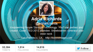 Adria Richards' Twitter profile 
