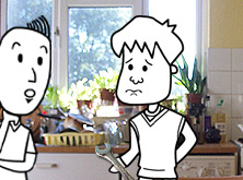 Michal and Tim in the kitchen