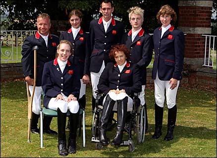 GB Paralympic equestrian team - back row - Lee Pearson, Felicity Coulthard, Simon Laurens, Ricky Balshaw, Deborah Criddle. Front row - Sophie Christiansen and Anne Dunham