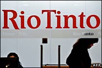 Rio Tinto logo at company's Shanghai offices