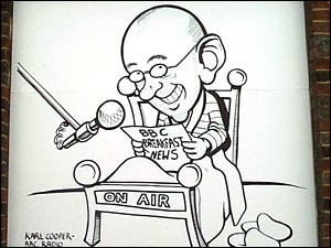 giant cartoon of BBC Radio Nottingham's Karl Cooper