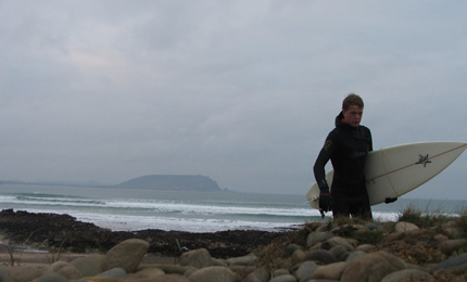 Few in our lineup have come on as quickly and impressively as Derry charger Sean McLoughlin. Here, just out from a winter session at a Donegal beachie. 