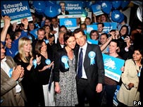 Edward Timpson and wife Julia with supporters