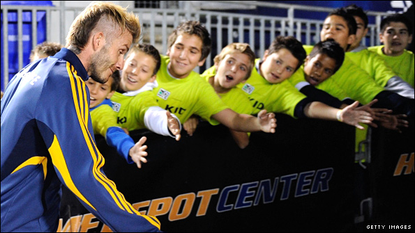 David Beckham and fans 