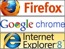 Firefox, Google and IE logos