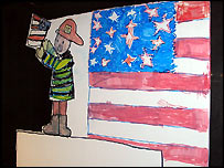 Pintura em mural feitas por crianças órfãs