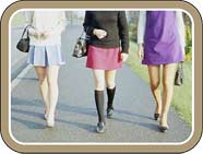 Young women in mini skirts