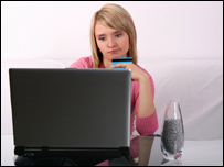 A woman shopping on the internet