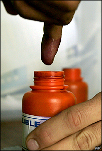 Prst namáčený do inkoustu