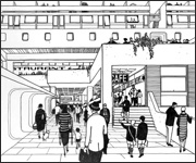 Design for Cumbernauld Shopping Centre in 1960s. Image courtesy of RCAHMS.