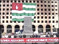 Manifestação pró-independência na Abecásia