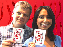 Adrian and Christine with packets of chilli seeds