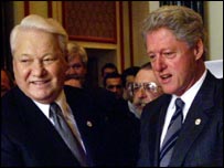 Boris Yeltsin gặp tổng thống Mỹ Bill Clinton