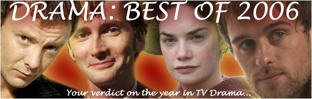 John Simm as Sam in Life on Mars; David Tennant as The Doctor in Doctor Who; Ruth Wilson as Jane in Jane Eyre; Jonas Armstrong as Robin in Robin Hood