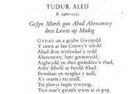Un o gywyddau Tudur Aled