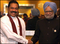 President Rajapaksa (L) with Prime Minister Dr Singh