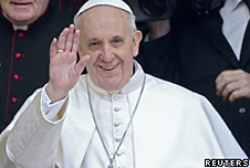 Pope Francis I waving at the crowds