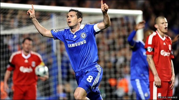 Frank Lampard scored twice as Chelsea won 7-5 on aggregate