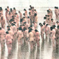 Some of those who took part on the beach in Dublin