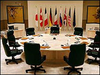 Sala de reuniões de líderes do G8. Foto: AFP