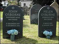 John Osborne is buried next to his widow Helen