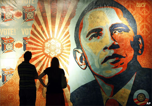 Mural of President Obama by artist Shepard Fairey