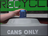 Recycling cans at school