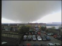 Tornado over the Birmingham skyline