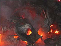 विस्फोट के बाद का एक दृश्य