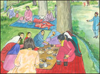 مهمانان جای سبزی آمده اند.