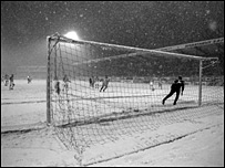football in the snow