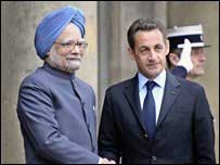 Hindistan Başbakanı Manmohan Singh ve Fransa Cumhurbaşkanı Nicolas Sarkozy