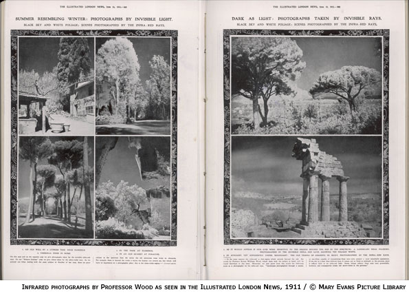 Infrared photographs by Professor Robert Williams Wood in the Illustrated London News, 1911