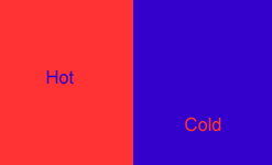 red and blue hot and cold