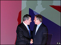 O líder palestino Tony Blair e Gordon Brown