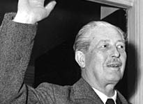 12th October 1959: British Conservative Prime Minister Harold MacMillan outside number ten Downing Street.(Evening Standard/Getty Images)