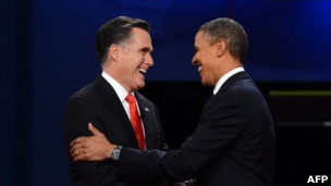 Mitt Romney e Barack Obama em debate (Foto: AFP)