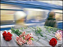 Flores no metrô russo