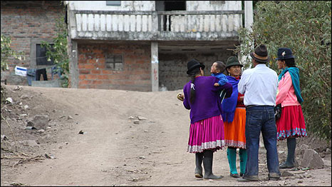 Women in Freddy's hometown in Ecuador, wearing traditional clothing
