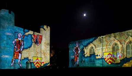The Illuminata display at Caerphilly Castle