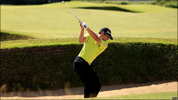 Sergio Garcia practising at Turnberry