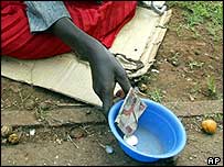 Zimbabwe'de dilenen bir kadın