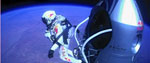 Daredevil Felix Baumgartner prepares to make his freefall jump.