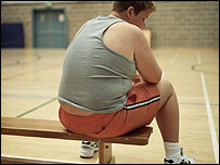 An overweight schoolboy