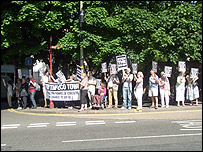 Protestors against the eco-town