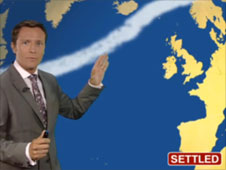 Position of the jet stream for settled conditions