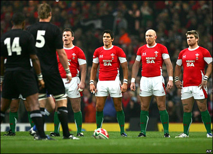 Wales players stare down the haka