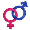 Interlinked male and female symbols