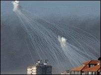 Israeli white phosphorous attack in Gaza city