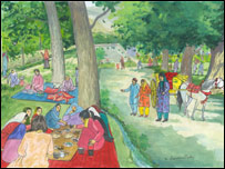 خاله گادیران و اطفال از بندقرغه دیدن می کنند.